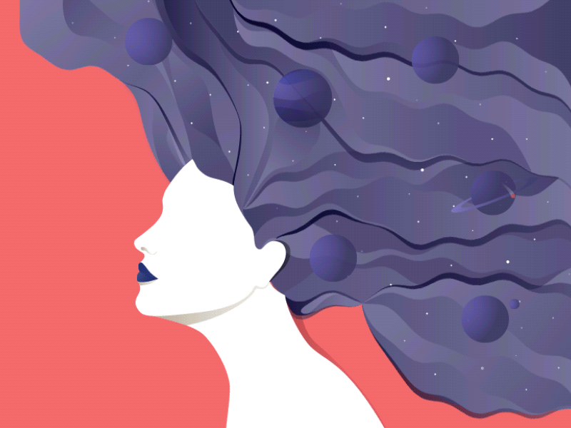 Space Girl beauty cosmos girl hairs illustration space starts universe