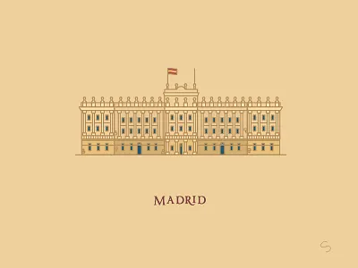 Royal Palace of Madrid adventure architecture espana illustration madrid minimal palace royal spain travel vector windows