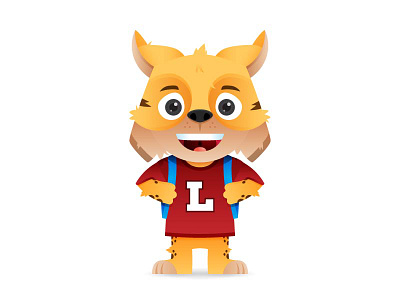 Lincoln is ready for school character design for kids illustration illustrator lynx mascot vector