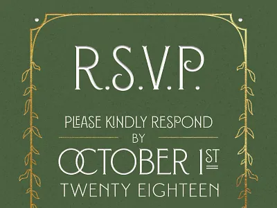 RSVP deco invitation leaves louise fili montecatini rsvp victorian vintage wedding willow