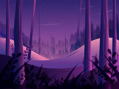 Mountain Landscape forest grass jungle landscape leaf light mountain sky stars trees