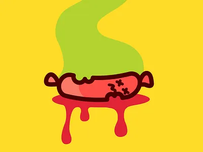 Stinky Sausage cartoon character design dead digital drawing funny hotdog illustration sausage stinky vector