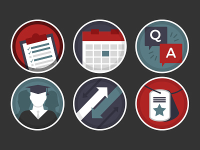 Education Icons calendar clipboard dog tags education faq flat graduate iconography icons school