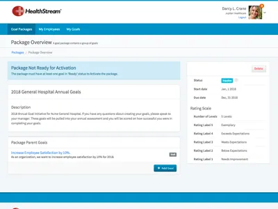 Goal Package Overview detail goals overview widgets