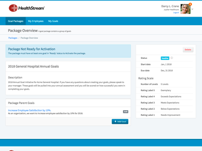 Goal Package Overview detail goals overview widgets