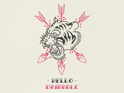 Hello Dribbble american traditional debut design tattoo
