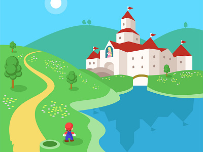 Peach art castle illustration mario mario64 nintendo vector videogames