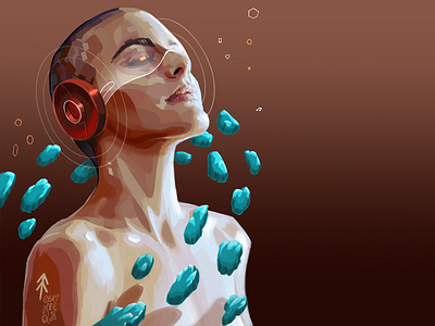 Music 2d art brown futuristic girl hello dribbble illustration music woman