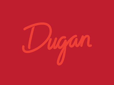 Dugan Wordmark hand lettering logo monoweight wordmark