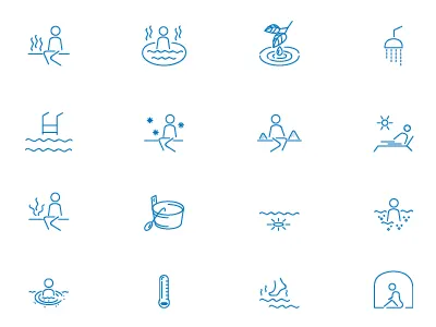 Sauna and bath icons set water icons web design. web icons