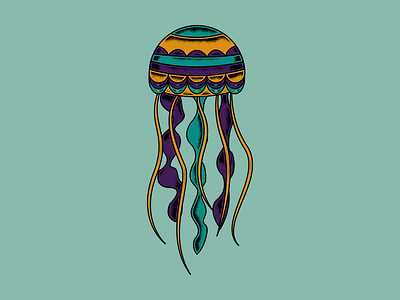 Jelly colors fish jellyfish ocean orange purple teal water