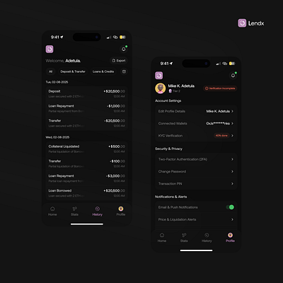 Lendx - Crypto-lending figma finance fintech mobile app uiux