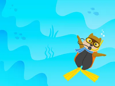 Dive In! beach hipmunk illustration landscape scuba dive summer travel underwater vacation