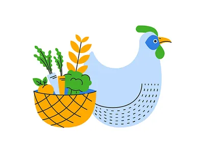 A Balanced Meal carrots chicken fruits illustration illustrator peach vegetables wheat