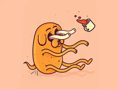 Jake the dog adventure time cartoon network coffee dogs fan art finn illustration jake the dog vector