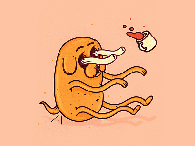 Jake the dog adventure time cartoon network coffee dogs fan art finn illustration jake the dog vector