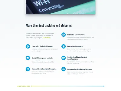 Core Services for an IoT Company home icons services