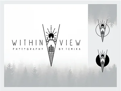 W I T H I N V I E W | Logo Design black bw clean line logo minimal modern mountain pnw sun white