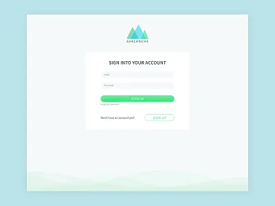 Avalanche Sign In account analytics blue green log in sign in uiux design