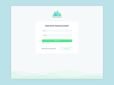 Avalanche Sign In account analytics blue green log in sign in uiux design