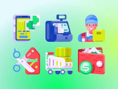 E Commerce cargo cashier machine discount e commerce flat icon mobile banking money trolley vector wallet