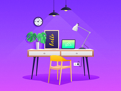 Workbench dribbble illustrator practice sketch work scene