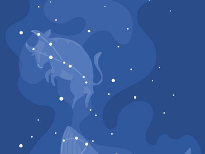 Constellations clos up II blue bull constellation dark hand drawn illustration illustrator nature night night sky sky stars