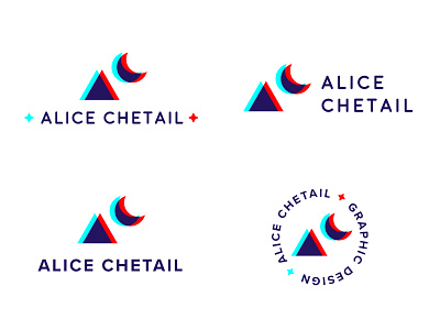 Personal identity 3d logo moon personal identity retro stars triangle