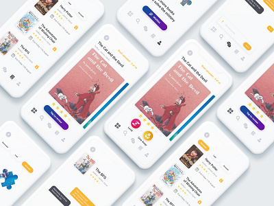 Kids book Collection app screens ! app book chat client collection cool minimal puzzle review user ux web