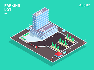 Parking Lot building illustrator isometric parking