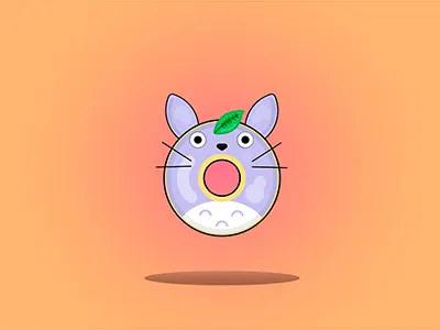 Totoro Flying Doughnut anime cartoon doughnut food miyazaki totoro vector