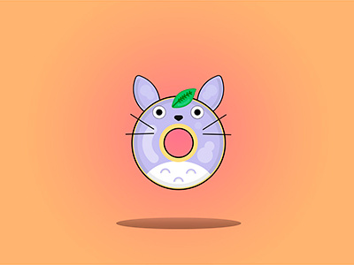 Totoro Flying Doughnut anime cartoon doughnut food miyazaki totoro vector