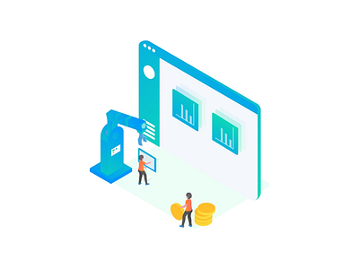 Automation digital illustration isometric ui