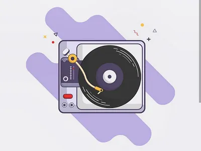 Turntable art design flat illustration music turntable ui