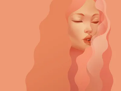 Red hair girl illustration lady red summer xnhan00