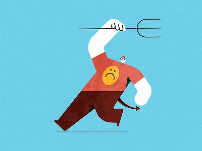 Devil brush devil flat illustration person texture vector