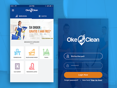 Mobile App : Cleaning, On Demand app branding design marketplace mobile apps