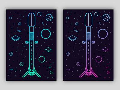 SpaceX Falcon 9 Rocket Poster elon musk glow gradient poster spacex tesla the boring company