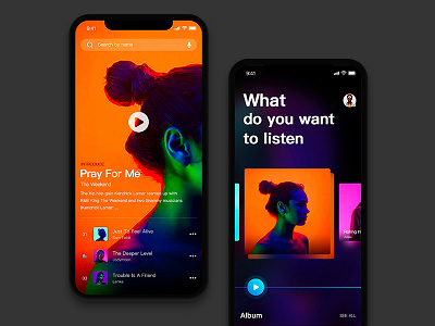 Music Play Page gradient ui