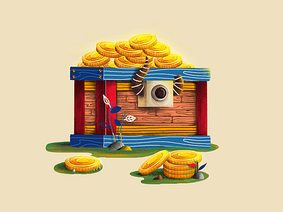 Treasure coin game icon illustration treasure