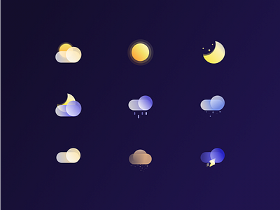 Weather Icon cloudy haze icon night rain thunder weather