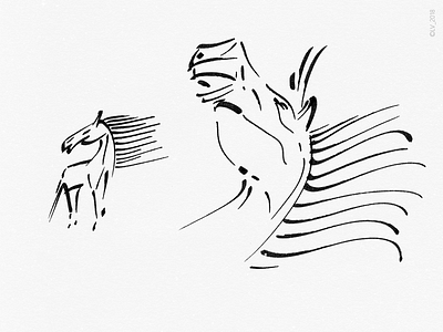 WILDLIFE: a hourse_2 black drawing hand drawing horse illustration ink minimalism nature parallel pen white