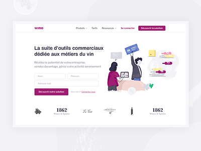 Wino | New website business tool call to action cash form illustration landing page register website wine wino