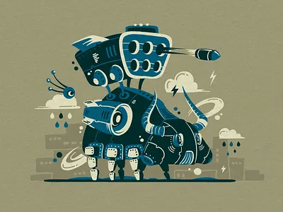 Robot bull - final work bull design flat futuristic graphic process robot style vector