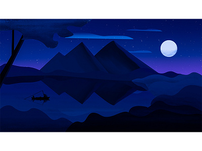 lake3 day dusk illustration lake night