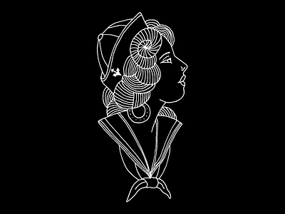 Sailor Girl anchor black and white draw drawing girl illustration illustrator line art lines sailor seas sketchbook