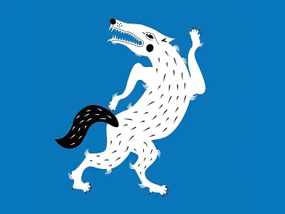 Dancing Wolf beast black and white illustration wolf