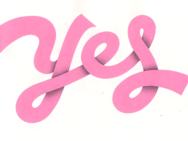 Yes! animation graphic design lettering motion design pink type typography