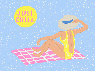 Just chill chill drawing girl illustration poster summer