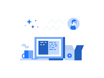 Developer Illustration blue developer geometric illustration ux